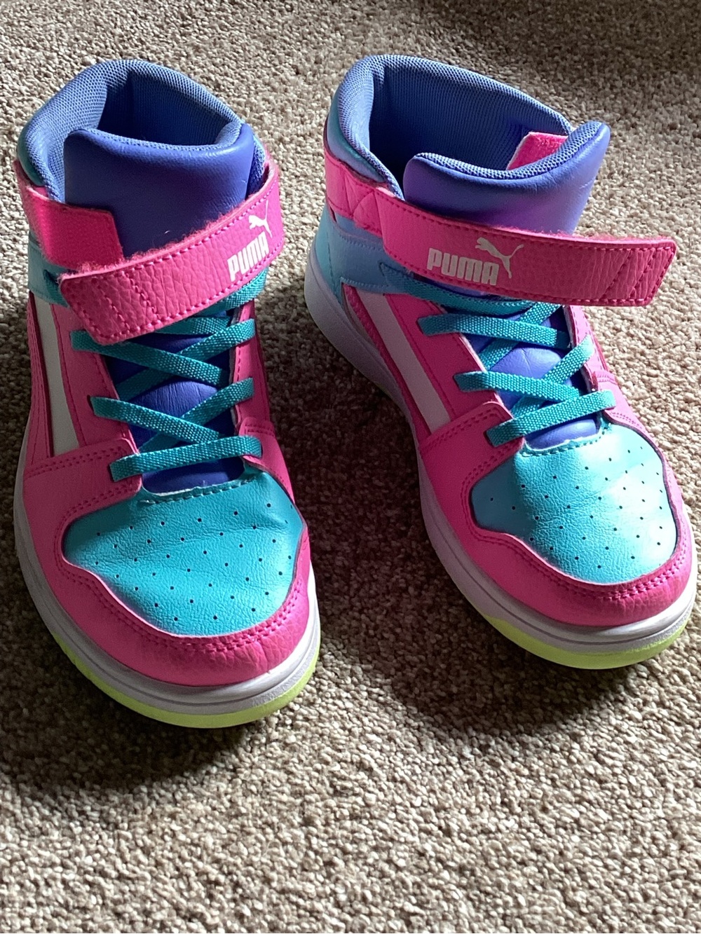 Puma Kids Teal and Hot Pink High-Top Sneakers